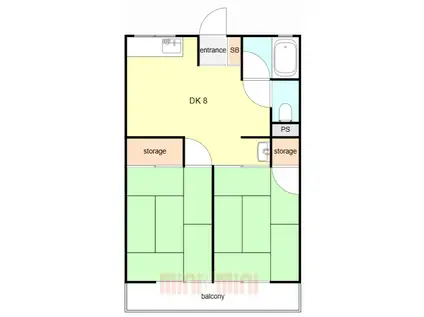 サイドパーク(2DK/1階)の間取り写真