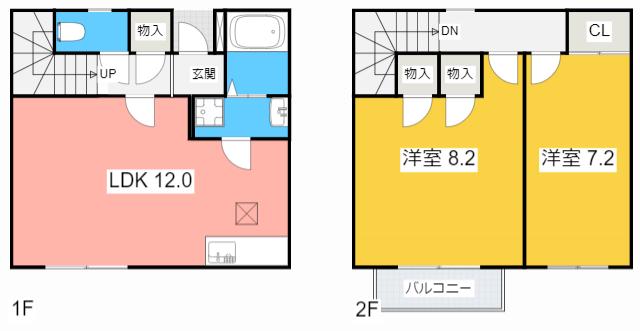 ヴィラK‐I(2LDK/1階)の間取り写真