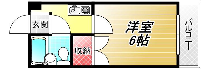アールエス菱屋西(1K/1階)の間取り写真