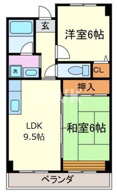 アルデールB(2LDK/4階)の間取り写真