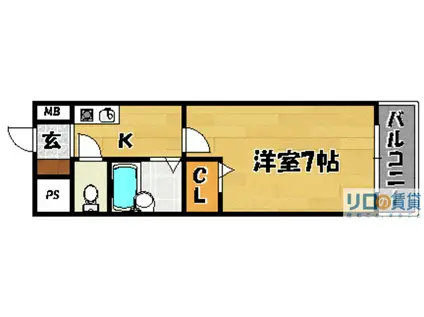 ノルデンハイム淡路(1K/2階)の間取り写真