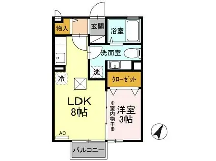 シーダーガーデン(1LDK/1階)の間取り写真