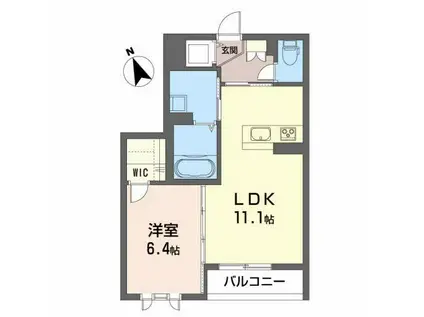 ベレオ新屋敷(1LDK/3階)の間取り写真