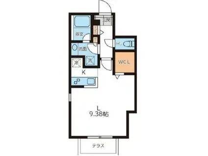 PASEO笹塚(ワンルーム/1階)の間取り写真