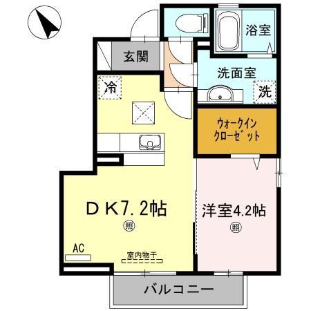 エクセル21(1DK/1階)の間取り写真