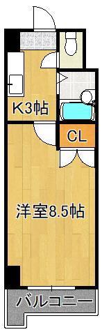 ロイヤルアネックス(1K/8階)の間取り写真