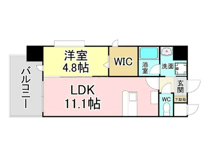 ラ・フェリス城野(1LDK/4階)の間取り写真