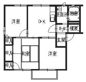 ロジュマンイズミBCD棟B(3K/2階)の間取り写真