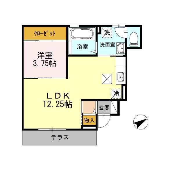 ドゥ・キーマ(1LDK/1階)の間取り写真