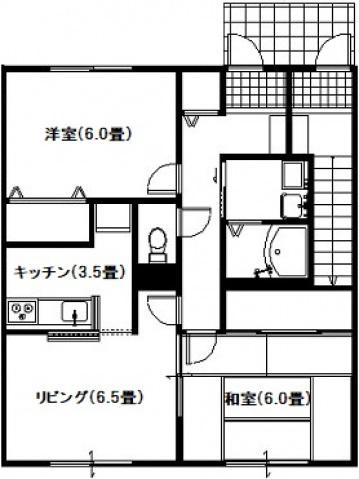 ヴィラさだいわ B(2LDK/1階)の間取り写真
