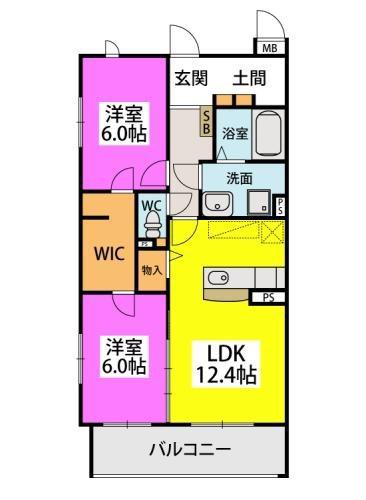ボア・メゾン(2LDK/4階)の間取り写真