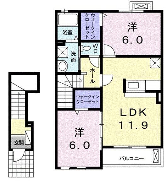 セウ アジュール(2LDK/2階)の間取り写真