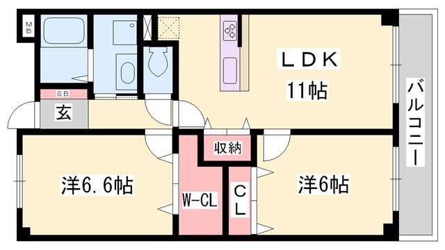 グレイスセイバリー(2LDK/1階)の間取り写真