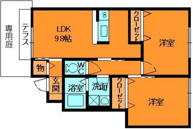 ル ヴェール(2LDK/1階)の間取り写真