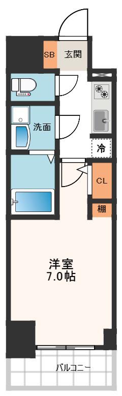 S-RESIDENCE堺筋本町DEUX(1K/9階)の間取り写真