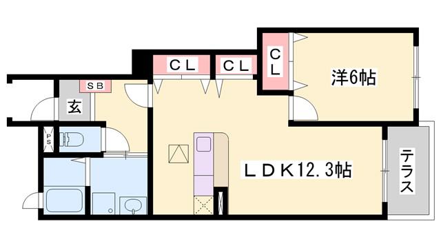エーデル緑ヶ丘 D棟(1LDK/1階)の間取り写真