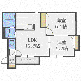 VILLA POPOLOI(2LDK/2階)の間取り写真