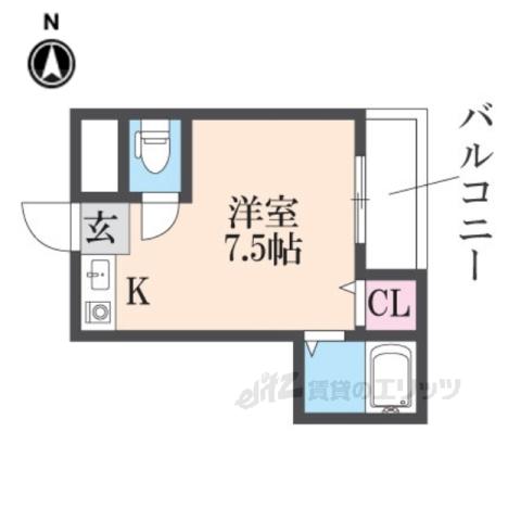 クリエイトパートI(ワンルーム/2階)の間取り写真