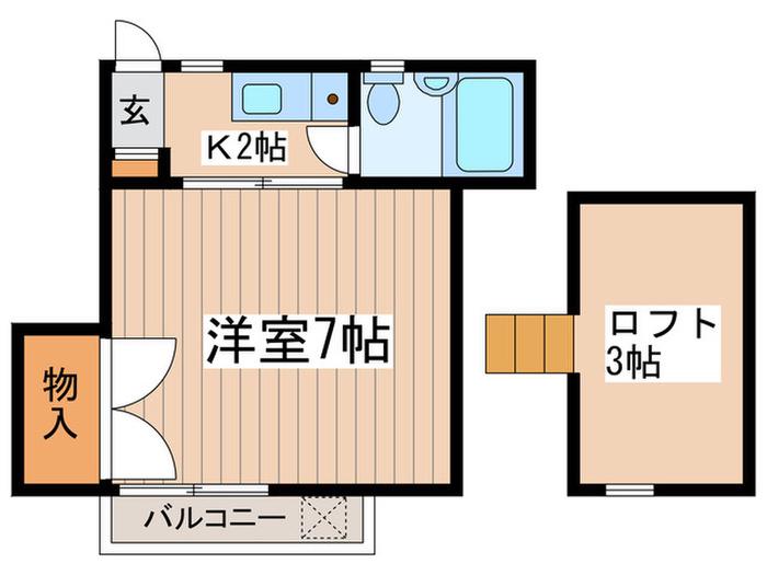 シャルム小林(1K/2階)の間取り写真