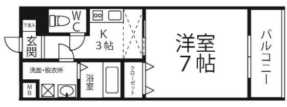 PREMIER HILLS(1K/7階)の間取り写真
