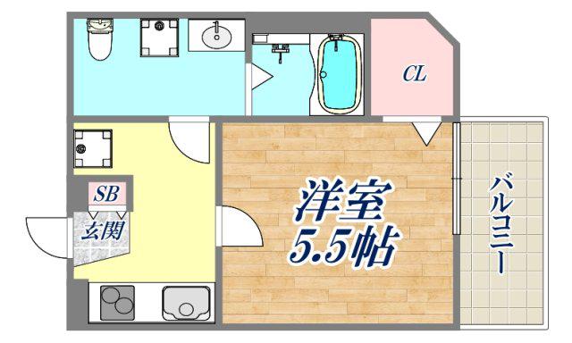 ルミナス グランデ (1K/2階)の間取り写真