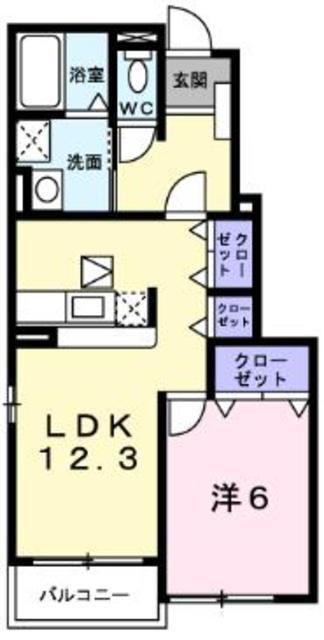 エスポワール II(1LDK/1階)の間取り写真
