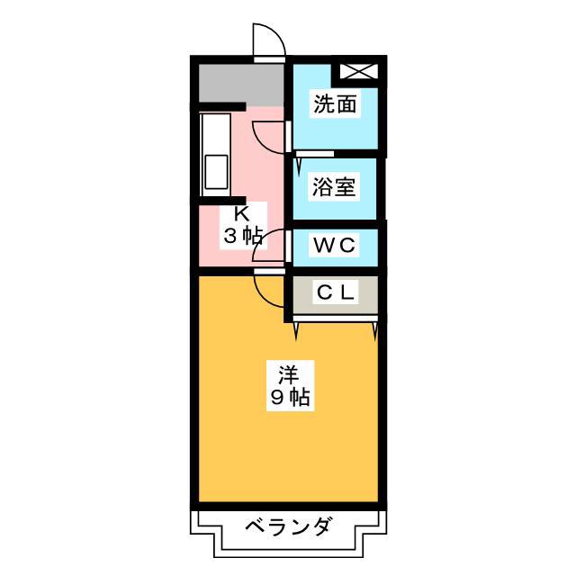 ストーク9(1K/1階)の間取り写真