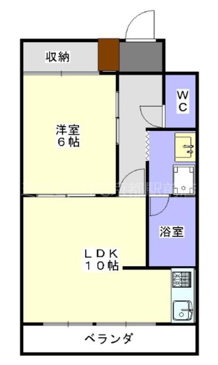 ボナール三条高倉(1LDK/4階)の間取り写真