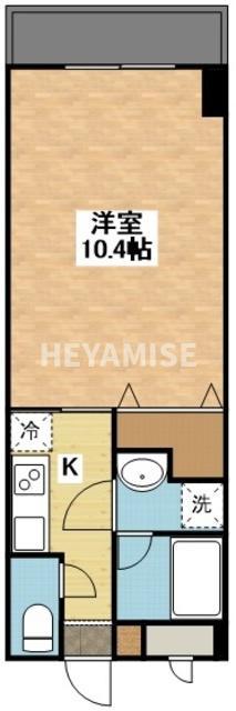 ブランドール大井手(1K/4階)の間取り写真