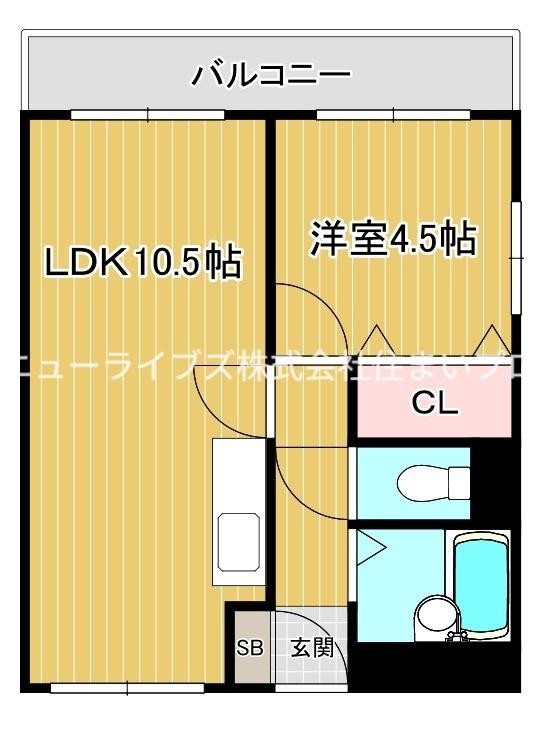 メゾンアキナイ香里(1LDK/1階)の間取り写真