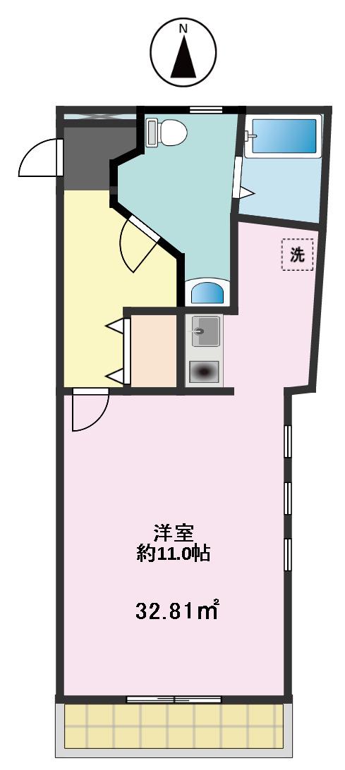 フラックス代沢(ワンルーム/4階)の間取り写真