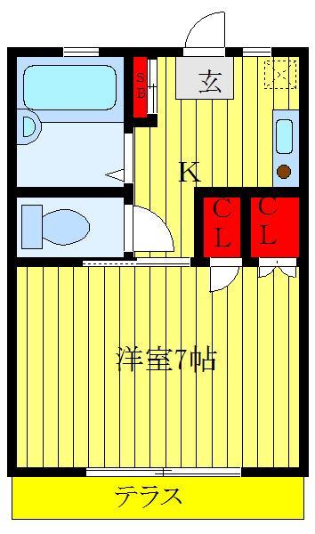 橋爪ハイツ第2(1K/1階)の間取り写真