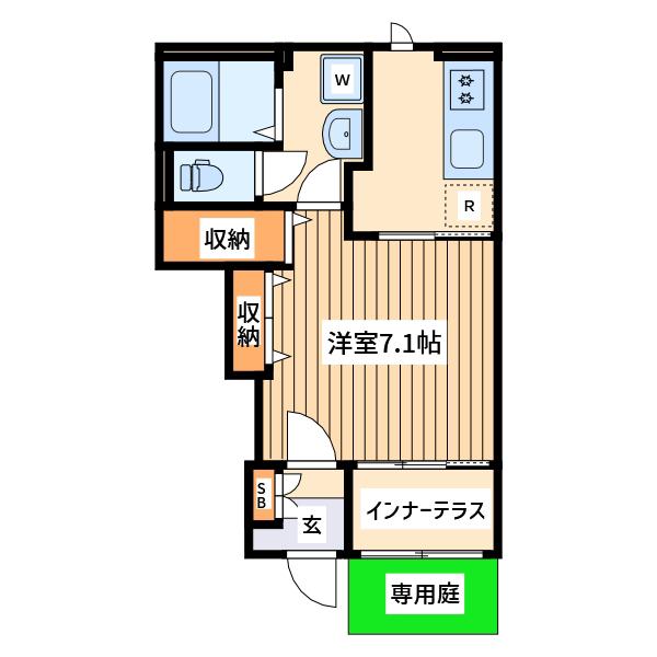 南柏マンション(1K/1階)の間取り写真