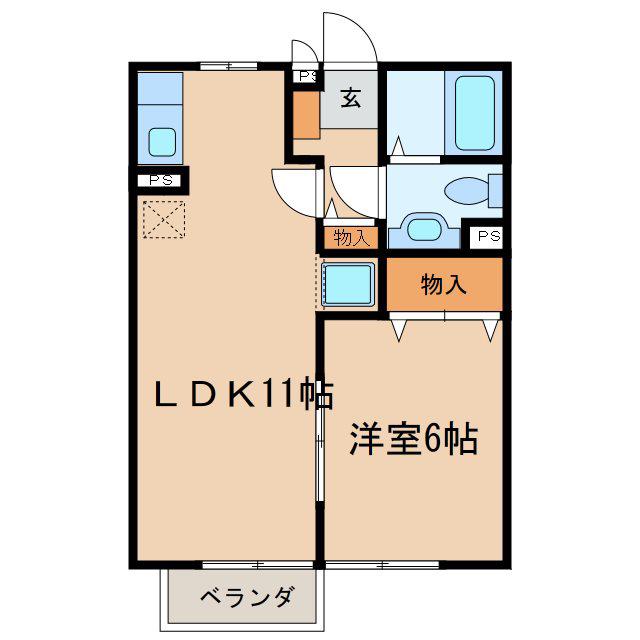 FLORAL GARDEN USHIKU MINAMI G棟(1LDK/2階)の間取り写真