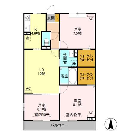 エタンセルシエル 302(3LDK/3階)の間取り写真