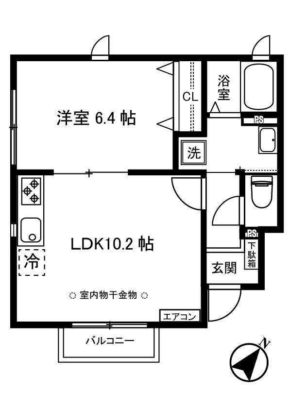 ティエドゥール(1LDK/1階)の間取り写真