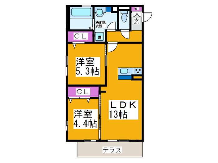 フロレゾン(2LDK/1階)の間取り写真