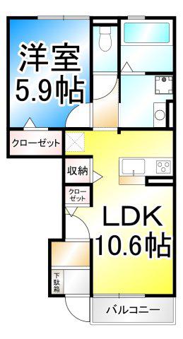 JEUNESSE(1LDK/1階)の間取り写真
