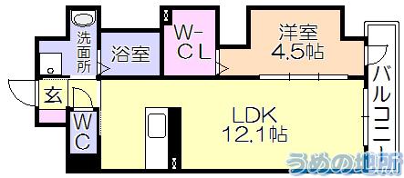 TIARA本町(1LDK/4階)の間取り写真