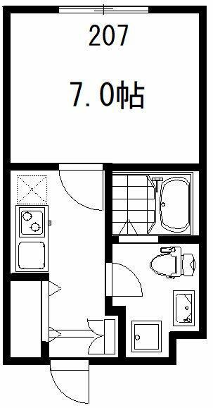 フォセット南行徳(1K/2階)の間取り写真