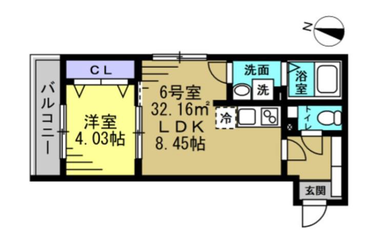 RUTILE吉川美南(1LDK/3階)の間取り写真