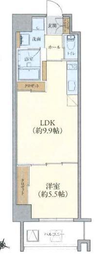 ZONNA神戸磯上通(1LDK/6階)の間取り写真