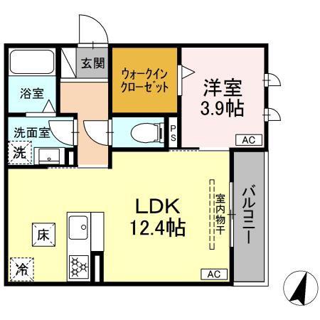 プルミエール今之浦(1LDK/1階)の間取り写真