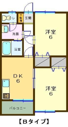 VILLA DE ジュピタ A(2DK/1階)の間取り写真