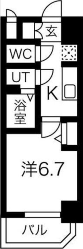 スプランディッド難波元町DUE(1K/3階)の間取り写真