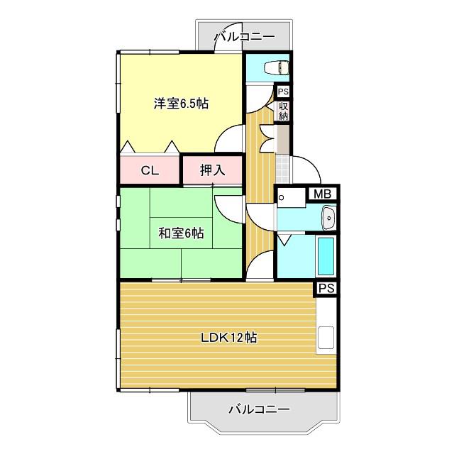 コーポ南風(2LDK/1階)の間取り写真
