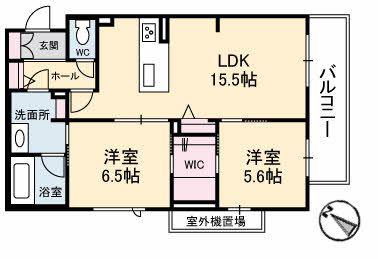 アズール牛田本町(2LDK/2階)の間取り写真