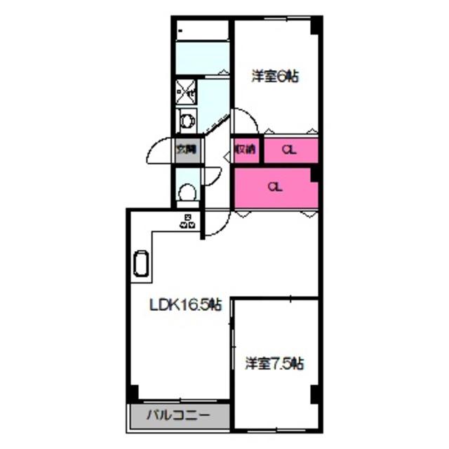 緑橋コーポ2号棟(2LDK/5階)の間取り写真