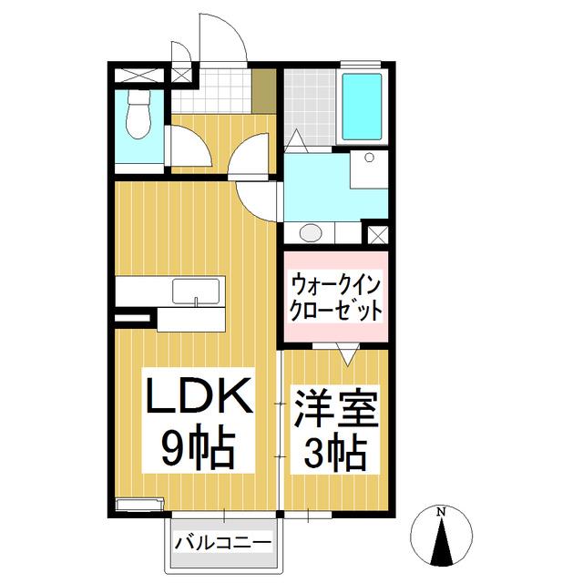 サンパティーク上田原 B(1LDK/1階)の間取り写真