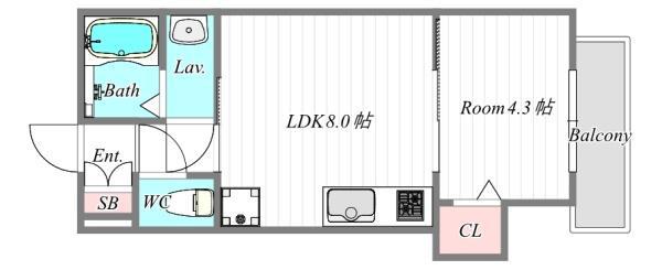 春日出北2丁目PJ(1LDK/2階)の間取り写真